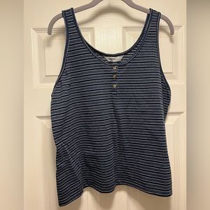 Dark blue and white striped cropped tank top